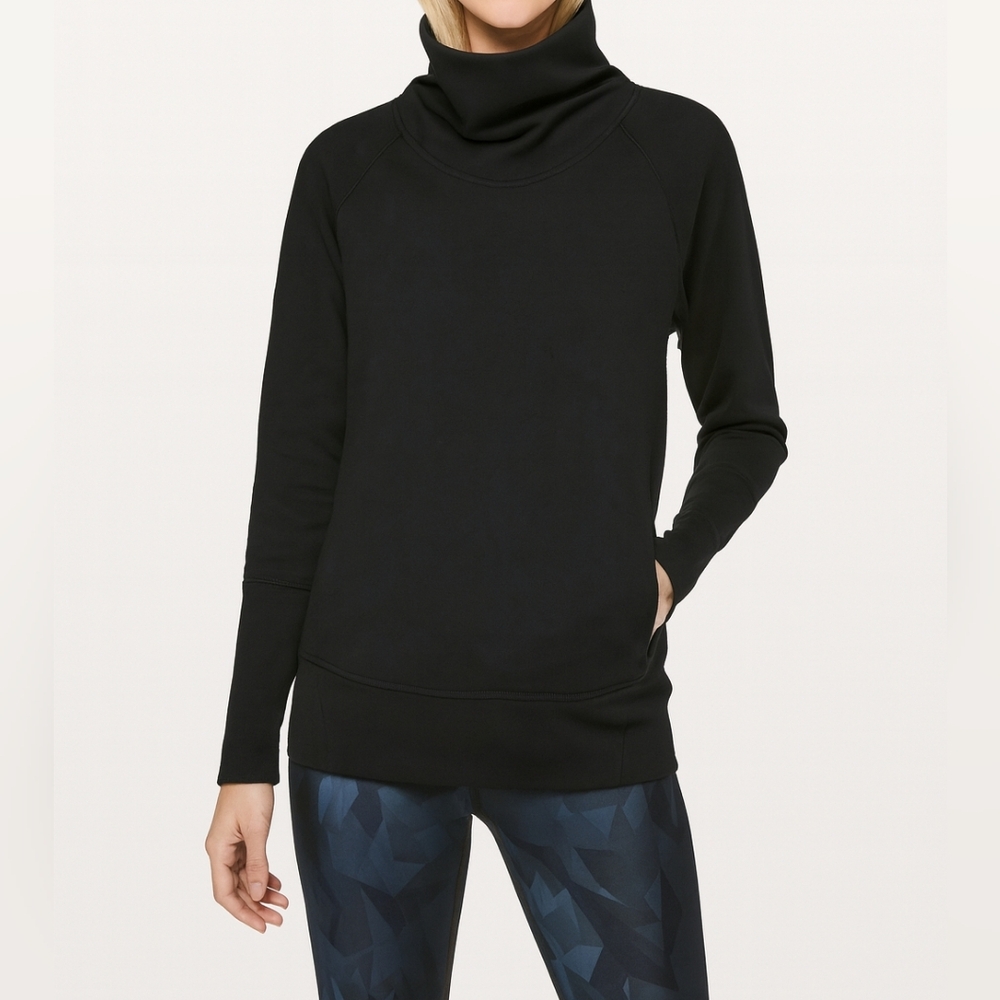 Lululemon Pullover Sweatshirt Size 6 Black High Lines Modal French Terry Lounge